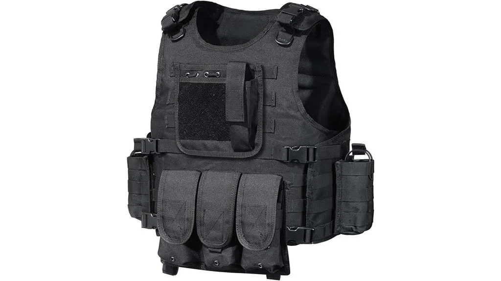 black tactical vest for airsoft and paintball
