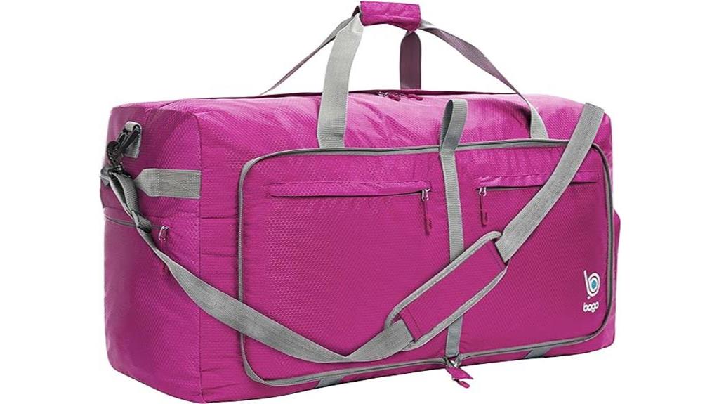 foldable 100l x large duffle bag with shoes compartment pink