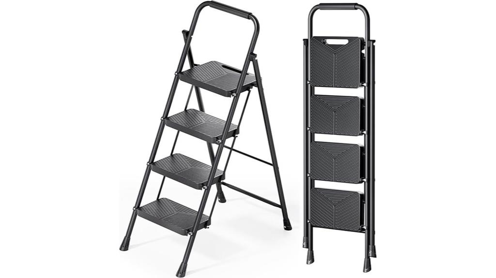folding step ladder with handrail