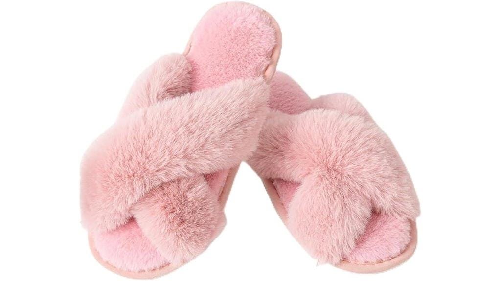 fuzzy cross band slippers