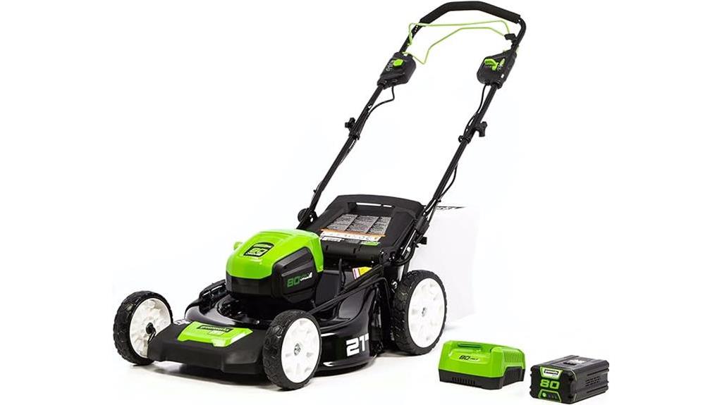 greenworks self propelled cordless lawn mower with 80v brushless motor
