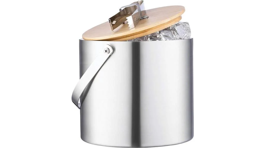 insulated ice bucket with lid and tongs