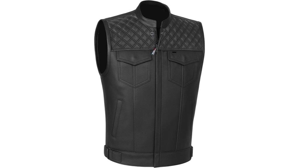 leather motorcycle vest with pockets