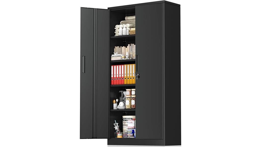 lockable black garage cabinet
