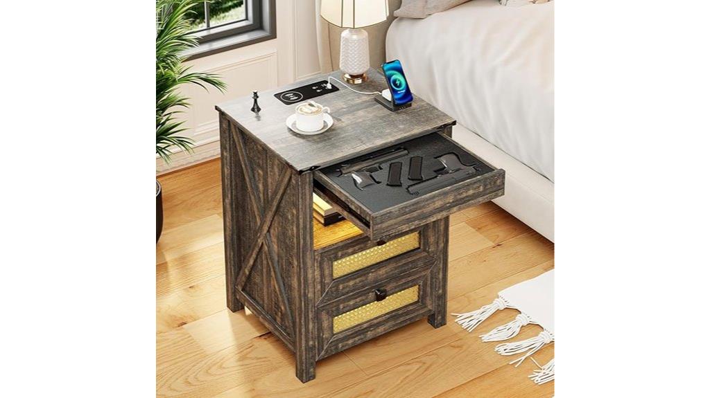 nightstand with charging drawer