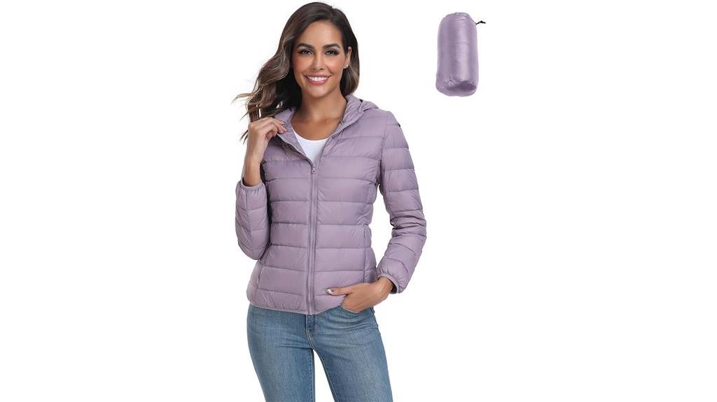 packable hooded down coat