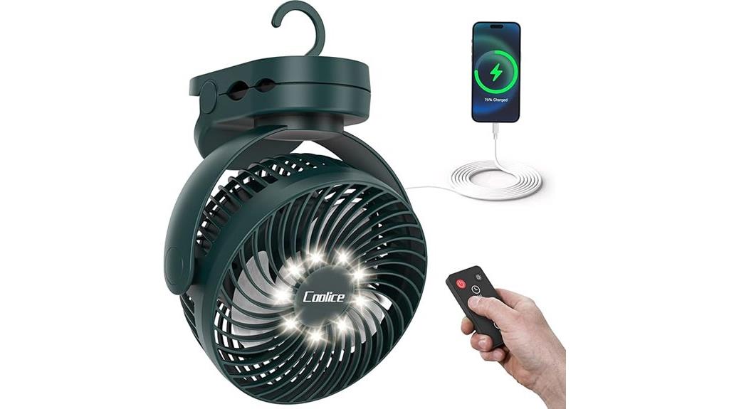 rechargeable camping fan light
