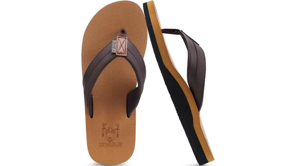 supportive leather flip flops