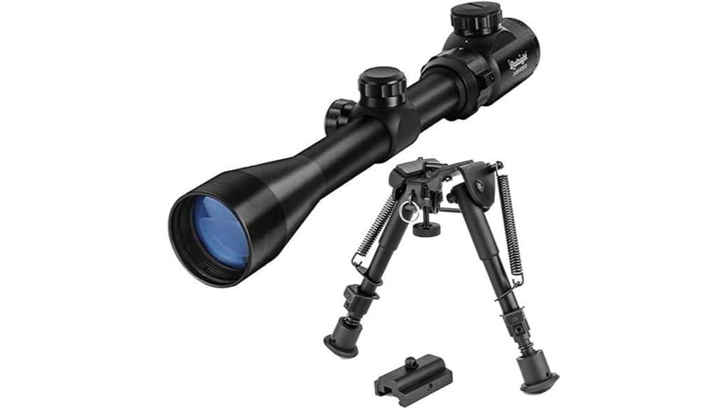 tactical rifle scope with illuminated reticle and bipod adapter