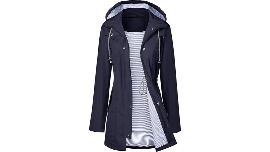 waterproof long hooded trench